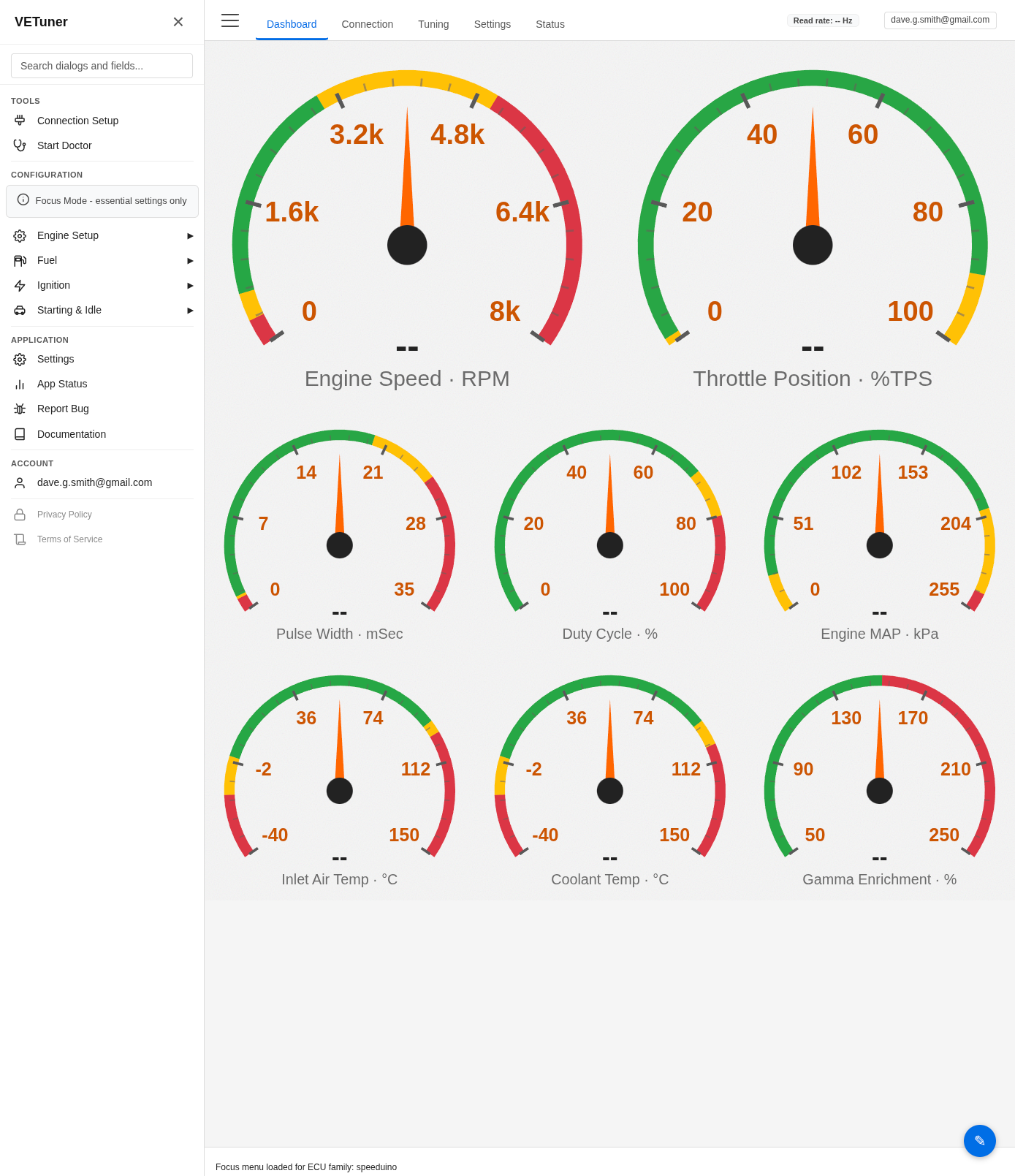 VETuner dashboard after first connection